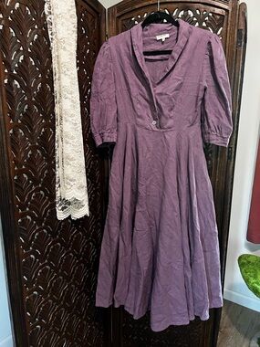 Puff-Sleeve Lavender Maxi Dress - large bust